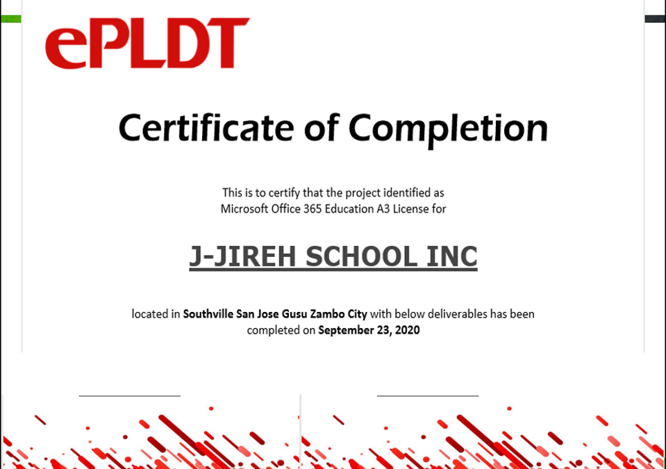 [EXTERNAL] – J-JIREH SCHOOL INC | OFFICE 365 with PS | PROJECT TURN OVER